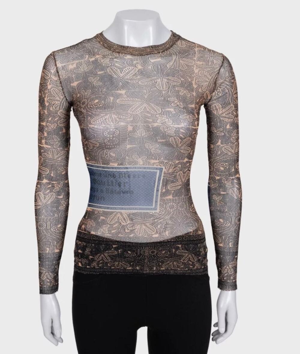 Jean Paul Gaultier Vintage Printed Long Sleeve Top XXS
